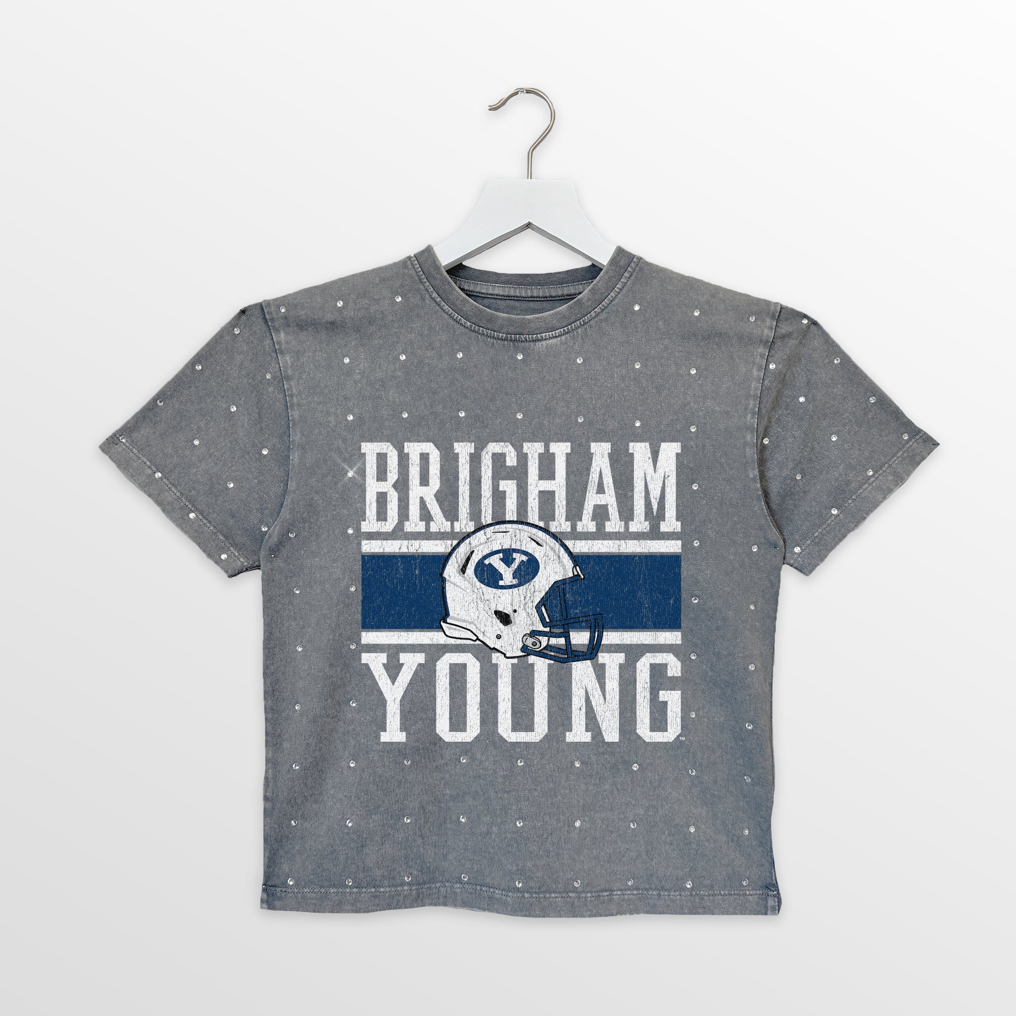 BYU COUGARS ON THE BALL KIDS MINI RHINESTONE OVERSIZED TEE
