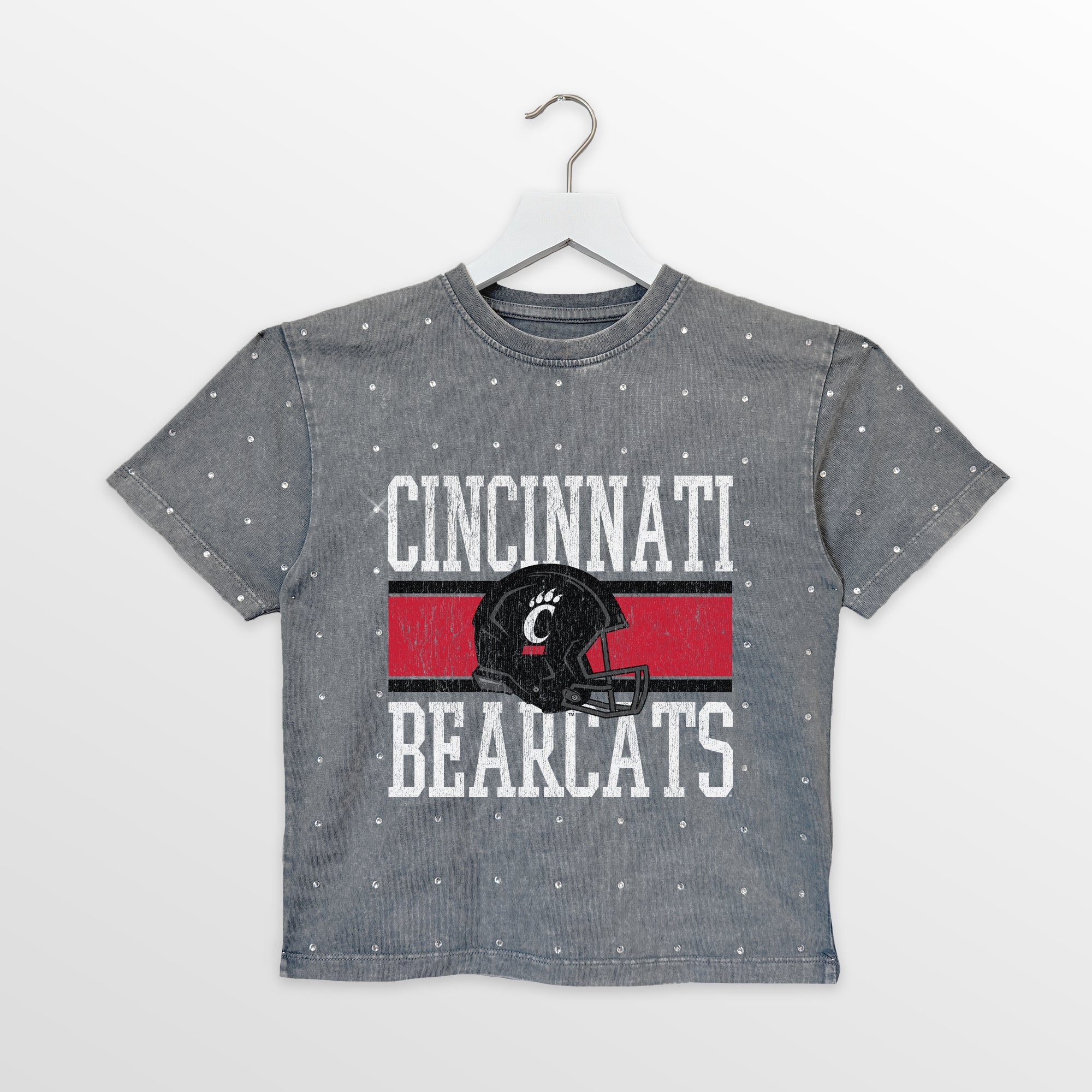 CINCINNATI BEARCATS ON THE BALL KIDS MINI RHINESTONE OVERSIZED TEE