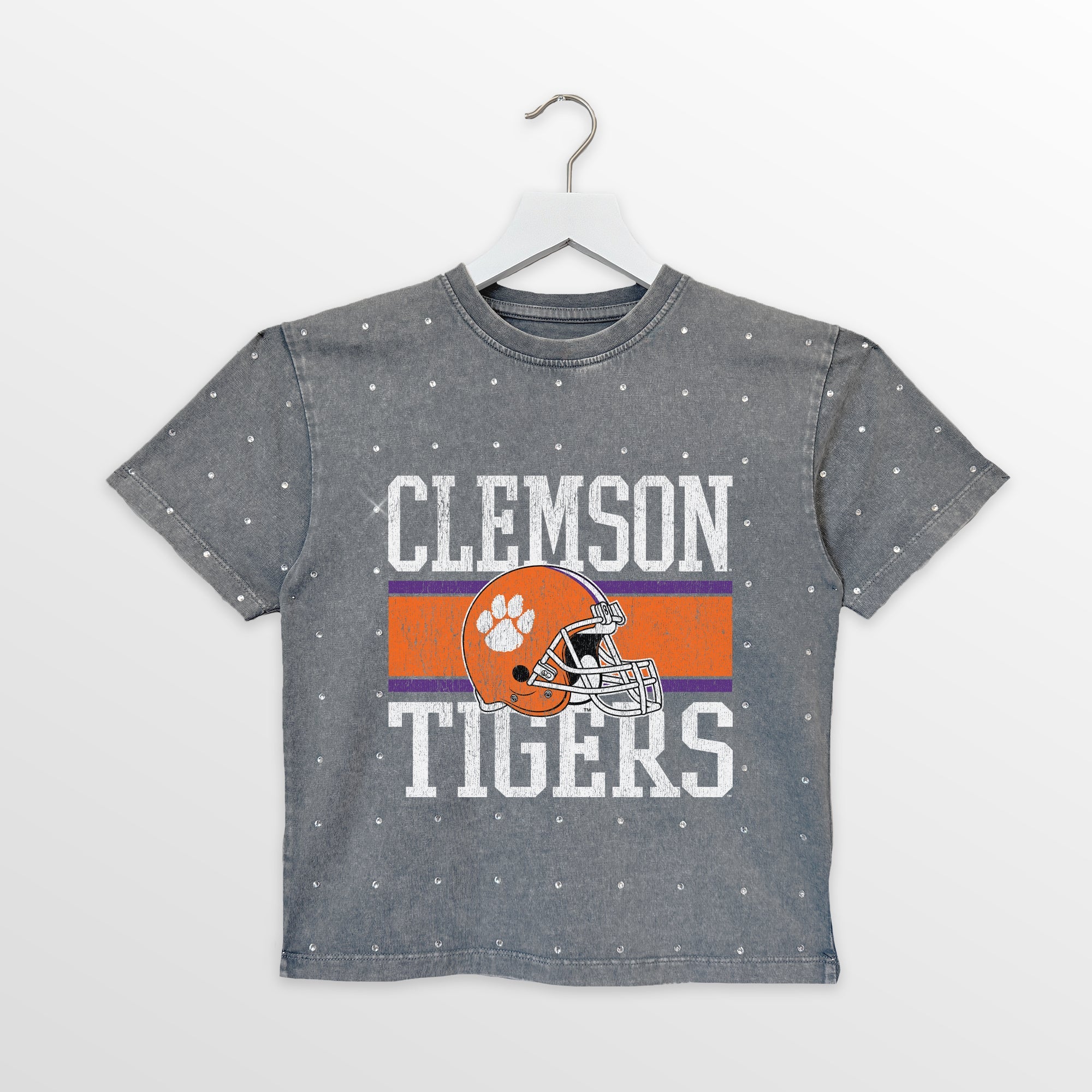 CLEMSON TIGERS ON THE BALL KIDS MINI RHINESTONE OVERSIZED TEE