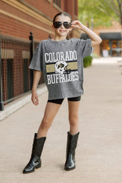 COLORADO BUFFALOES ON THE BALL KIDS MINI RHINESTONE OVERSIZED TEE