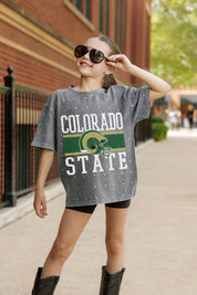 COLORADO STATE RAMS ON THE BALL KIDS MINI RHINESTONE OVERSIZED TEE