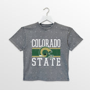 COLORADO STATE RAMS ON THE BALL KIDS MINI RHINESTONE OVERSIZED TEE