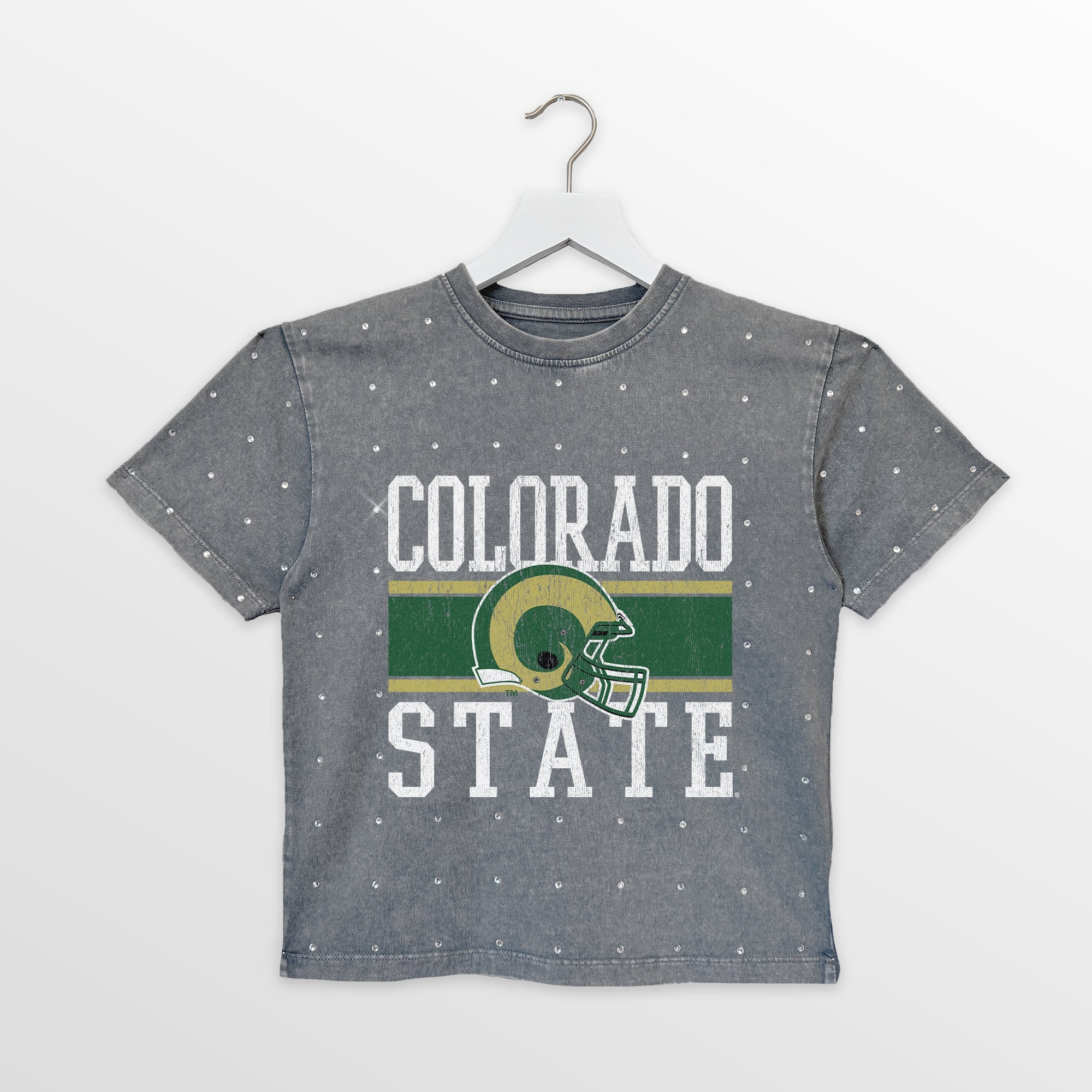 COLORADO STATE RAMS ON THE BALL KIDS MINI RHINESTONE OVERSIZED TEE
