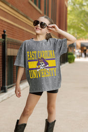 EAST CAROLINA PIRATES ON THE BALL KIDS MINI RHINESTONE OVERSIZED TEE