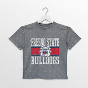 FRESNO STATE BULLDOGS ON THE BALL KIDS MINI RHINESTONE OVERSIZED TEE