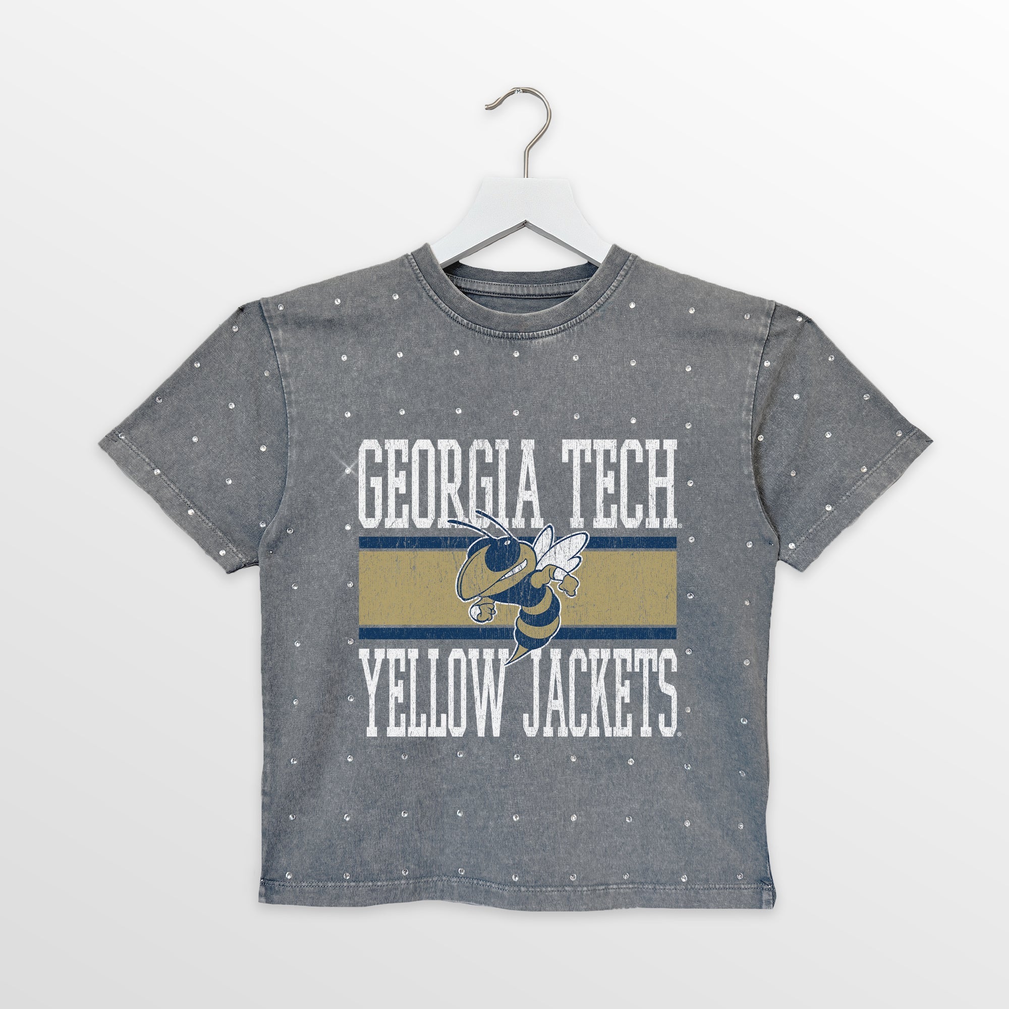 GEORGIA TECH YELLOW JACKETS ON THE BALL KIDS MINI RHINESTONE OVERSIZED TEE