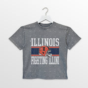 ILLINOIS FIGHTING ILLINI ON THE BALL KIDS MINI RHINESTONE OVERSIZED TEE