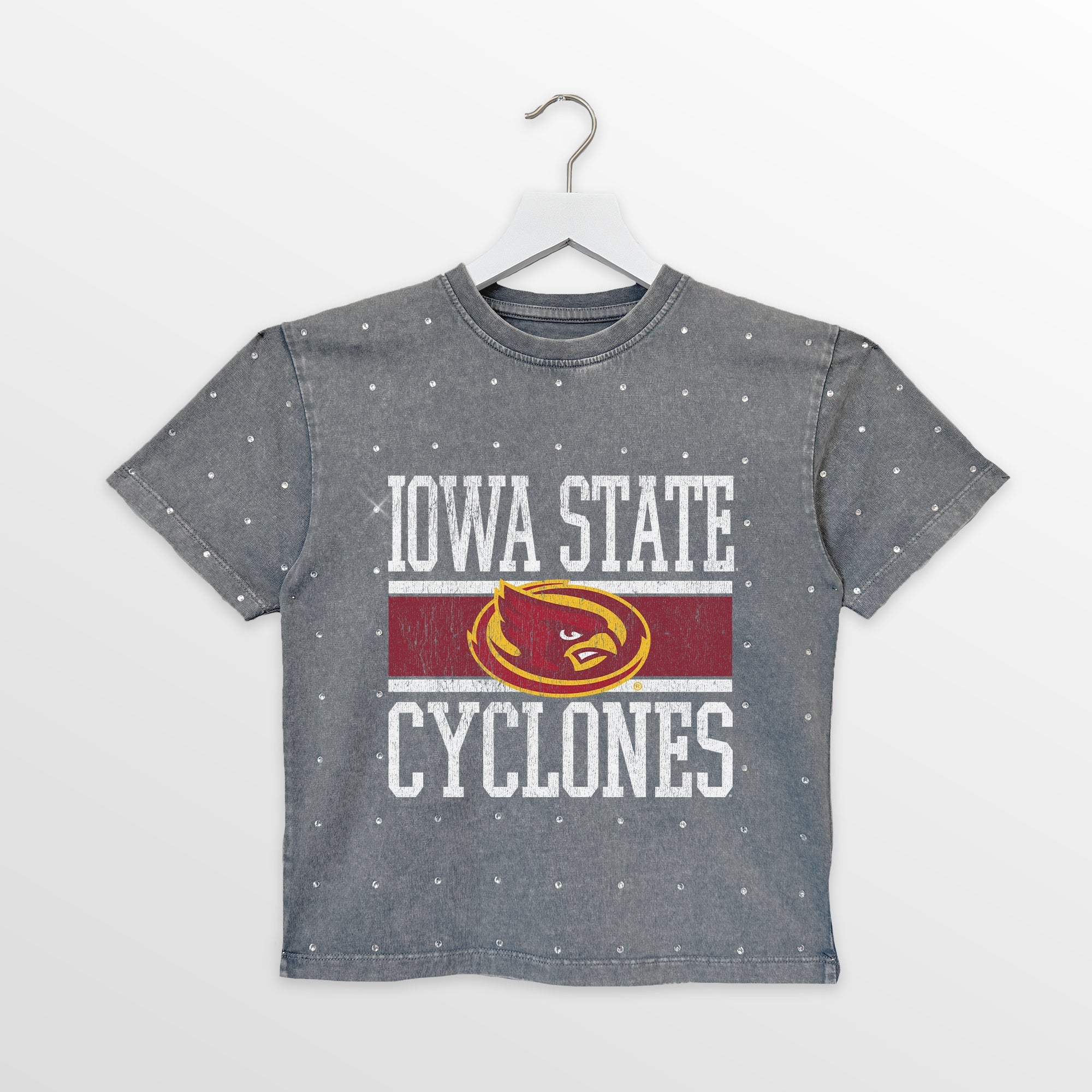 IOWA STATE CYCLONES ON THE BALL KIDS MINI RHINESTONE OVERSIZED TEE