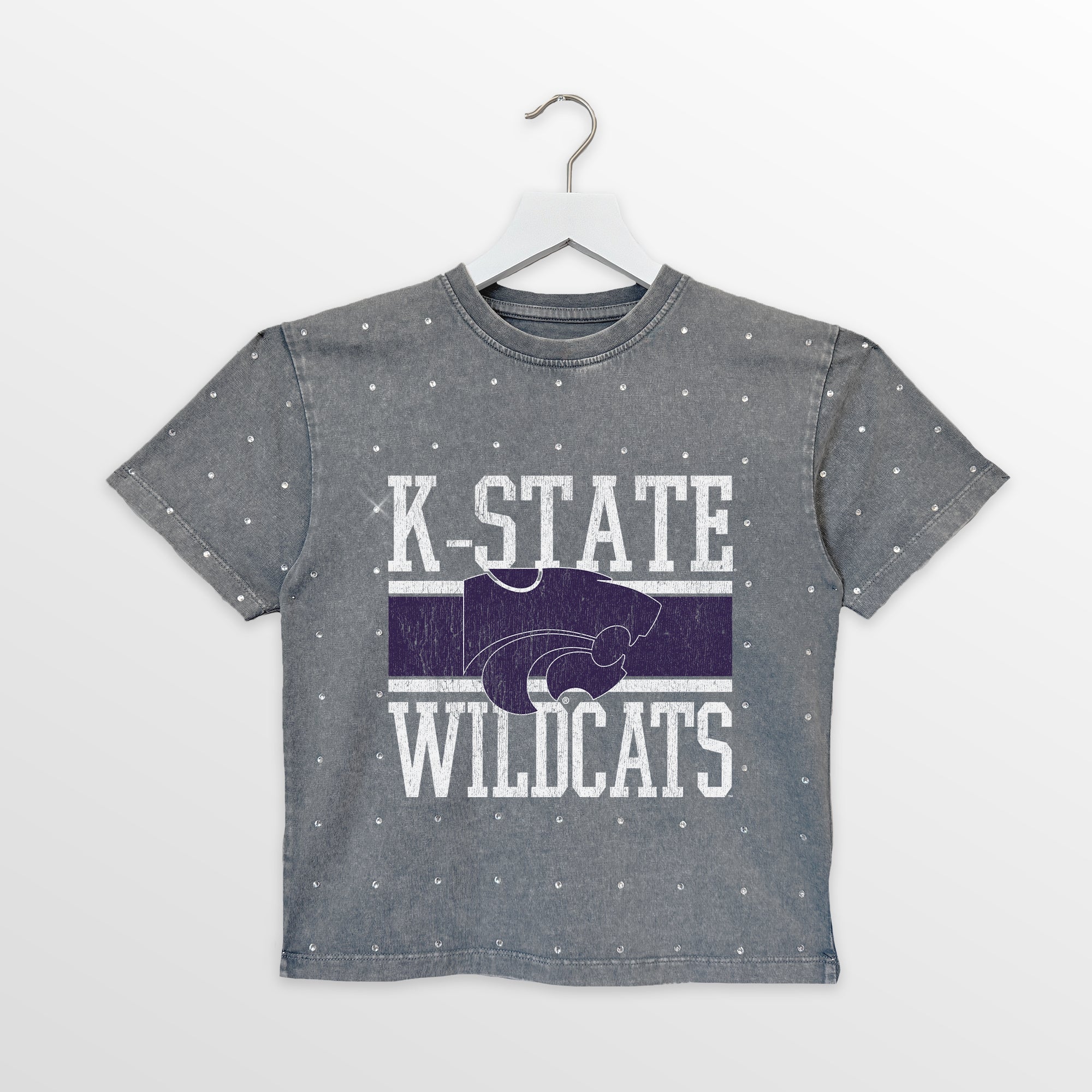 KANSAS STATE WILDCATS ON THE BALL KIDS MINI RHINESTONE OVERSIZED TEE