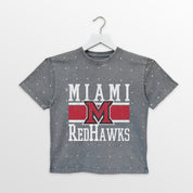 MIAMI OF OHIO REDHAWKS ON THE BALL KIDS MINI RHINESTONE OVERSIZED TEE