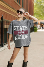 MISSISSIPPI STATE BULLDOGS ON THE BALL KIDS MINI RHINESTONE OVERSIZED TEE
