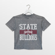 MISSISSIPPI STATE BULLDOGS ON THE BALL KIDS MINI RHINESTONE OVERSIZED TEE