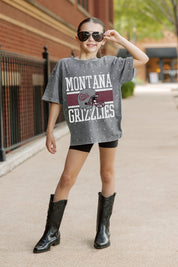MONTANA GRIZZLIES ON THE BALL KIDS MINI RHINESTONE OVERSIZED TEE