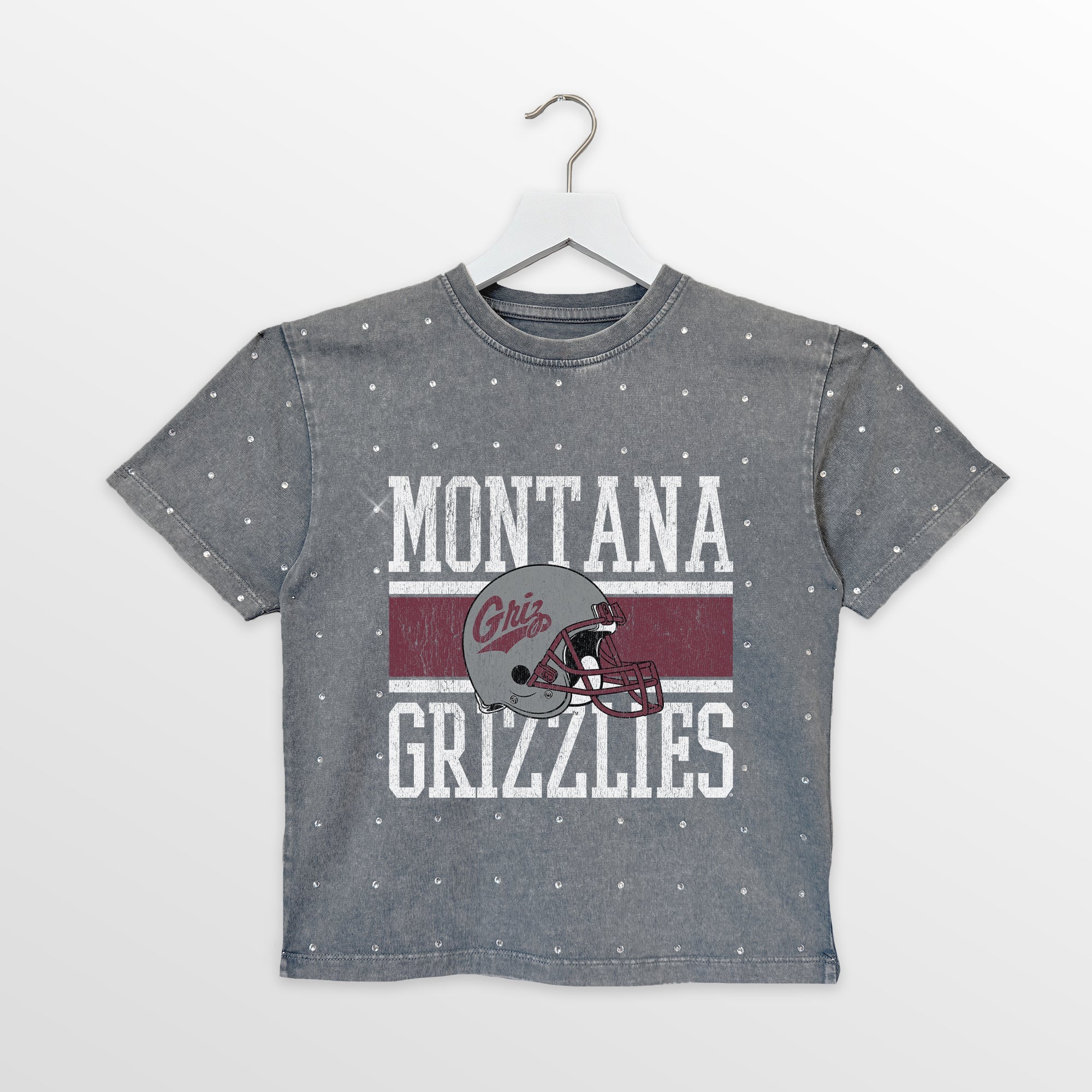 MONTANA GRIZZLIES ON THE BALL KIDS MINI RHINESTONE OVERSIZED TEE