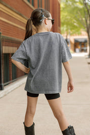 MONTANA STATE BOBCATS ON THE BALL KIDS MINI RHINESTONE OVERSIZED TEE