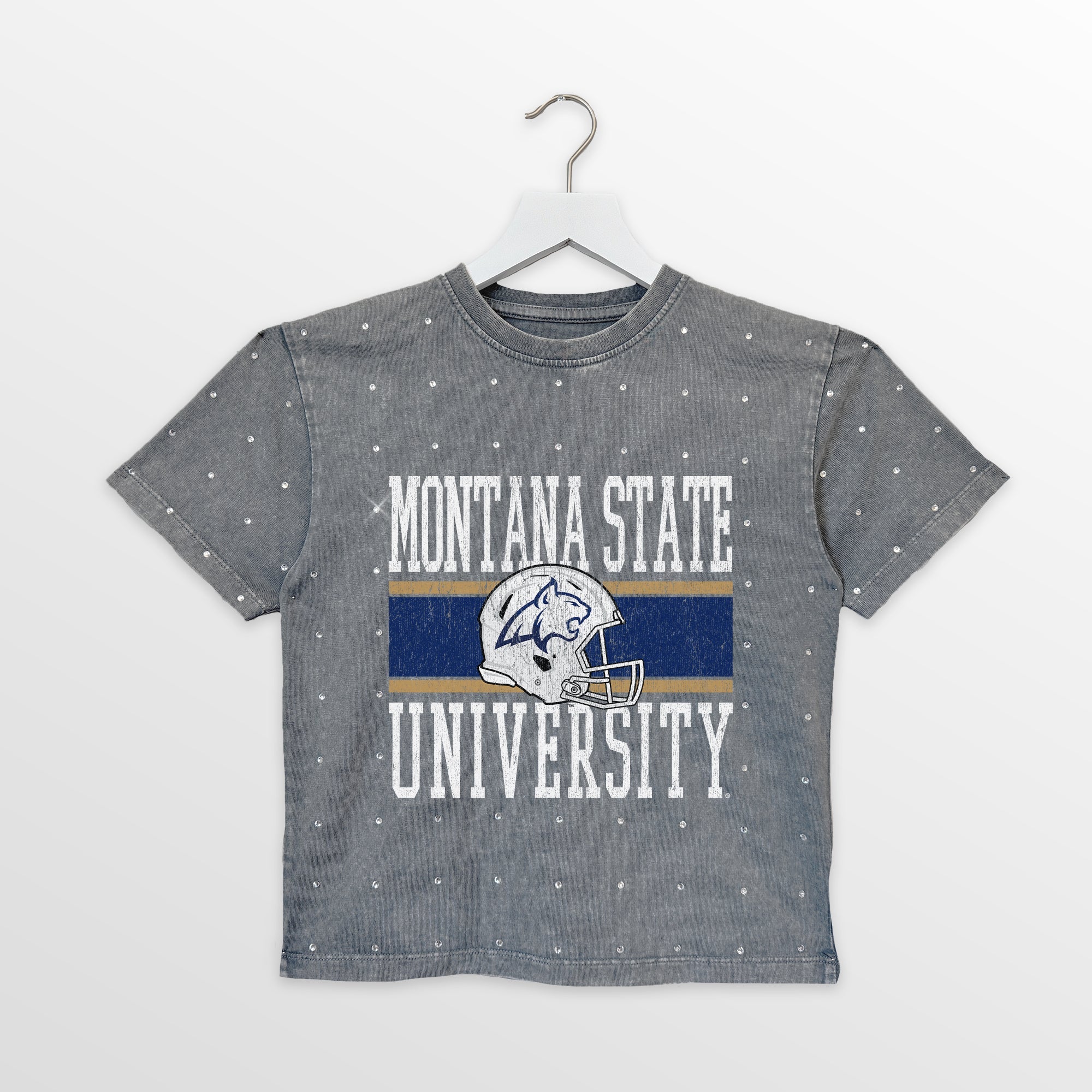 MONTANA STATE BOBCATS ON THE BALL KIDS MINI RHINESTONE OVERSIZED TEE