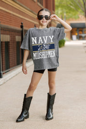 US NAVY MIDSHIPMEN ON THE BALL KIDS MINI RHINESTONE OVERSIZED TEE