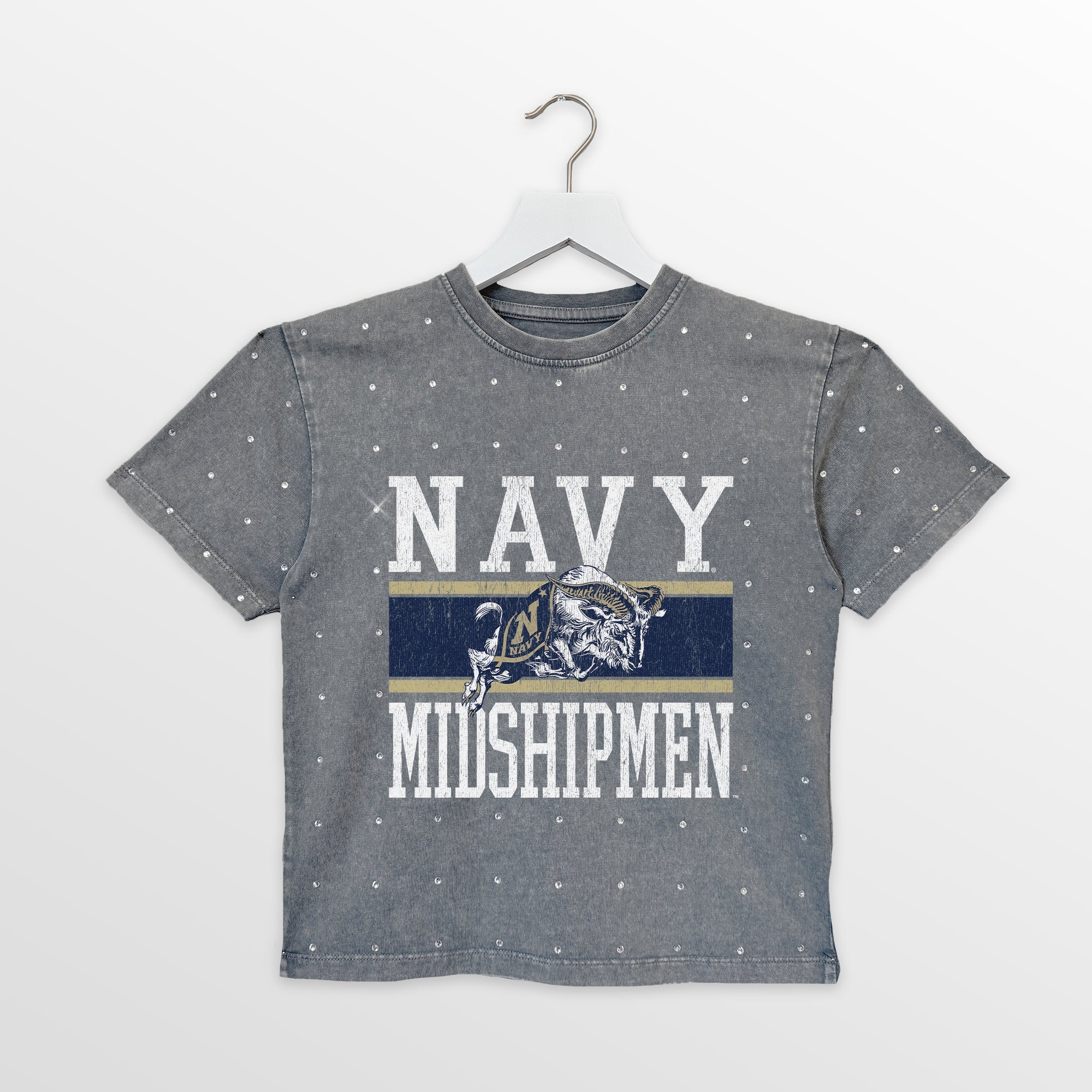 US NAVY MIDSHIPMEN ON THE BALL KIDS MINI RHINESTONE OVERSIZED TEE