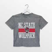 NORTH CAROLINA STATE WOLFPACK ON THE BALL KIDS MINI RHINESTONE OVERSIZED TEE