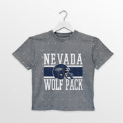 NEVADA WOLF PACK ON THE BALL KIDS MINI RHINESTONE OVERSIZED TEE