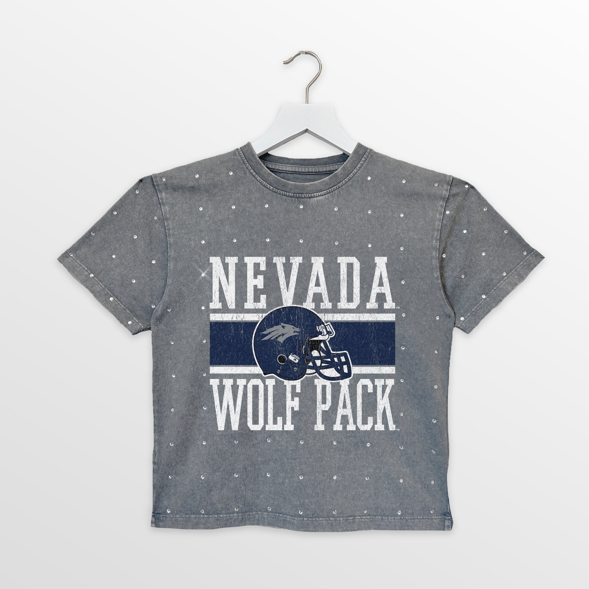 NEVADA WOLF PACK ON THE BALL KIDS MINI RHINESTONE OVERSIZED TEE
