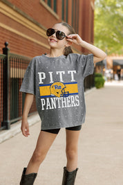 PITTSBURGH PANTHERS ON THE BALL KIDS MINI RHINESTONE OVERSIZED TEE