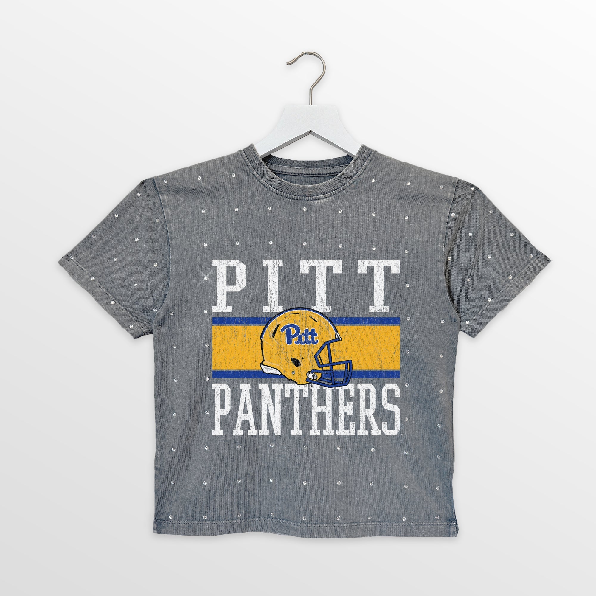 PITTSBURGH PANTHERS ON THE BALL KIDS MINI RHINESTONE OVERSIZED TEE