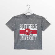 RUTGERS SCARLET KNIGHTS ON THE BALL KIDS MINI RHINESTONE OVERSIZED TEE
