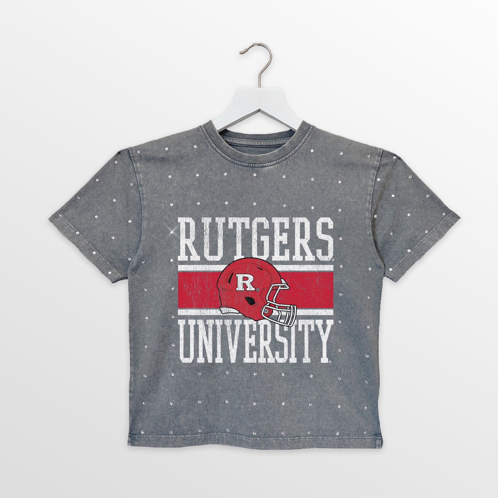 RUTGERS SCARLET KNIGHTS ON THE BALL KIDS MINI RHINESTONE OVERSIZED TEE