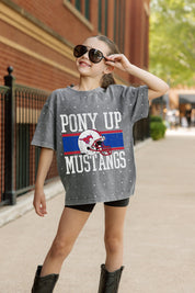 SMU MUSTANGS ON THE BALL KIDS MINI RHINESTONE OVERSIZED TEE
