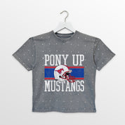 SMU MUSTANGS ON THE BALL KIDS MINI RHINESTONE OVERSIZED TEE