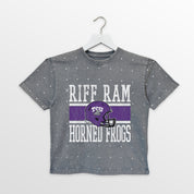 TCU HORNED FROGS ON THE BALL KIDS MINI RHINESTONE OVERSIZED TEE