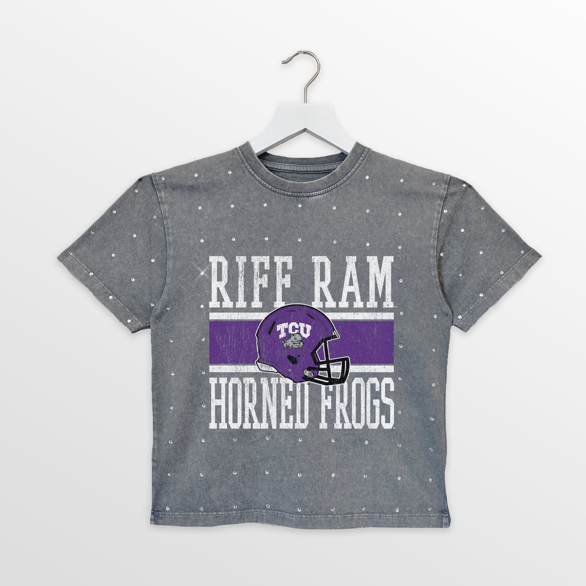 TCU HORNED FROGS ON THE BALL KIDS MINI RHINESTONE OVERSIZED TEE