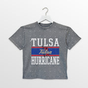 TULSA GOLDEN HURRICANE ON THE BALL KIDS MINI RHINESTONE OVERSIZED TEE