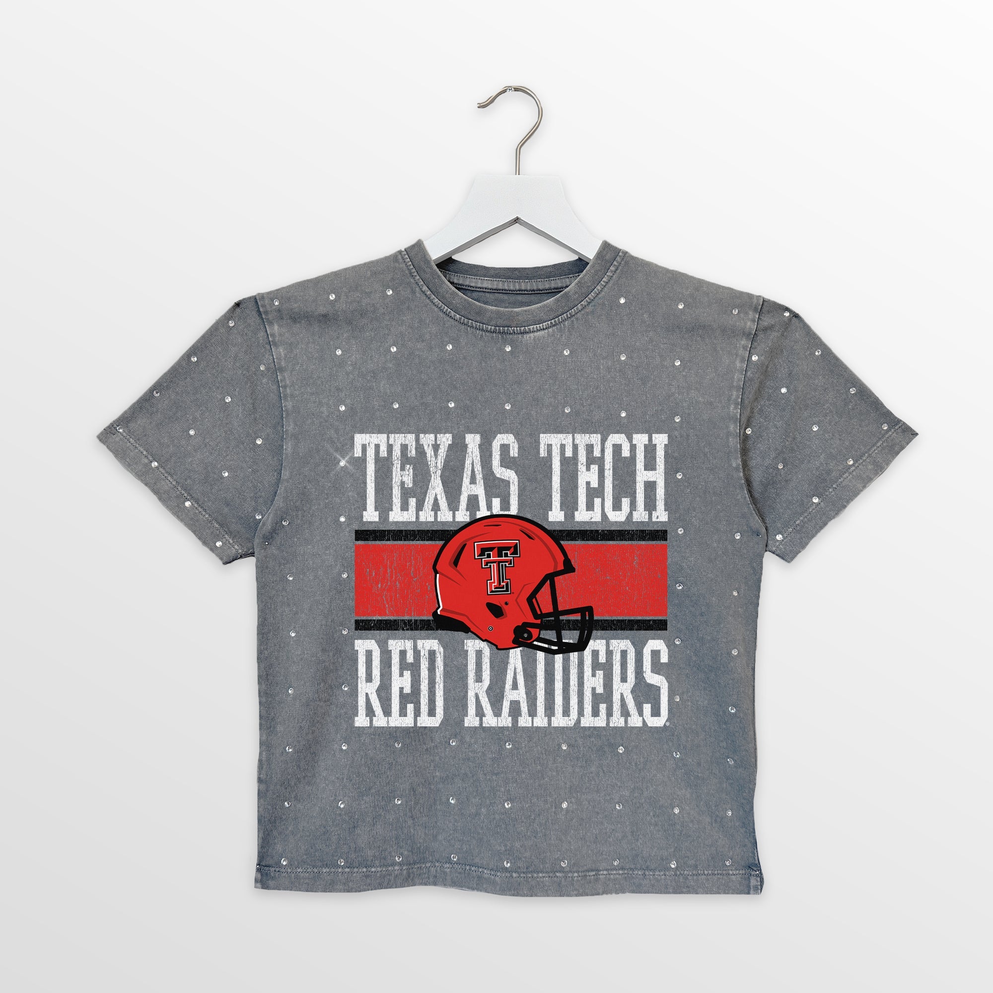 TEXAS TECH RED RAIDERS ON THE BALL KIDS MINI RHINESTONE OVERSIZED TEE