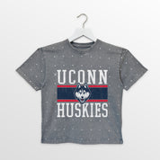 UCONN HUSKIES ON THE BALL KIDS MINI RHINESTONE OVERSIZED TEE