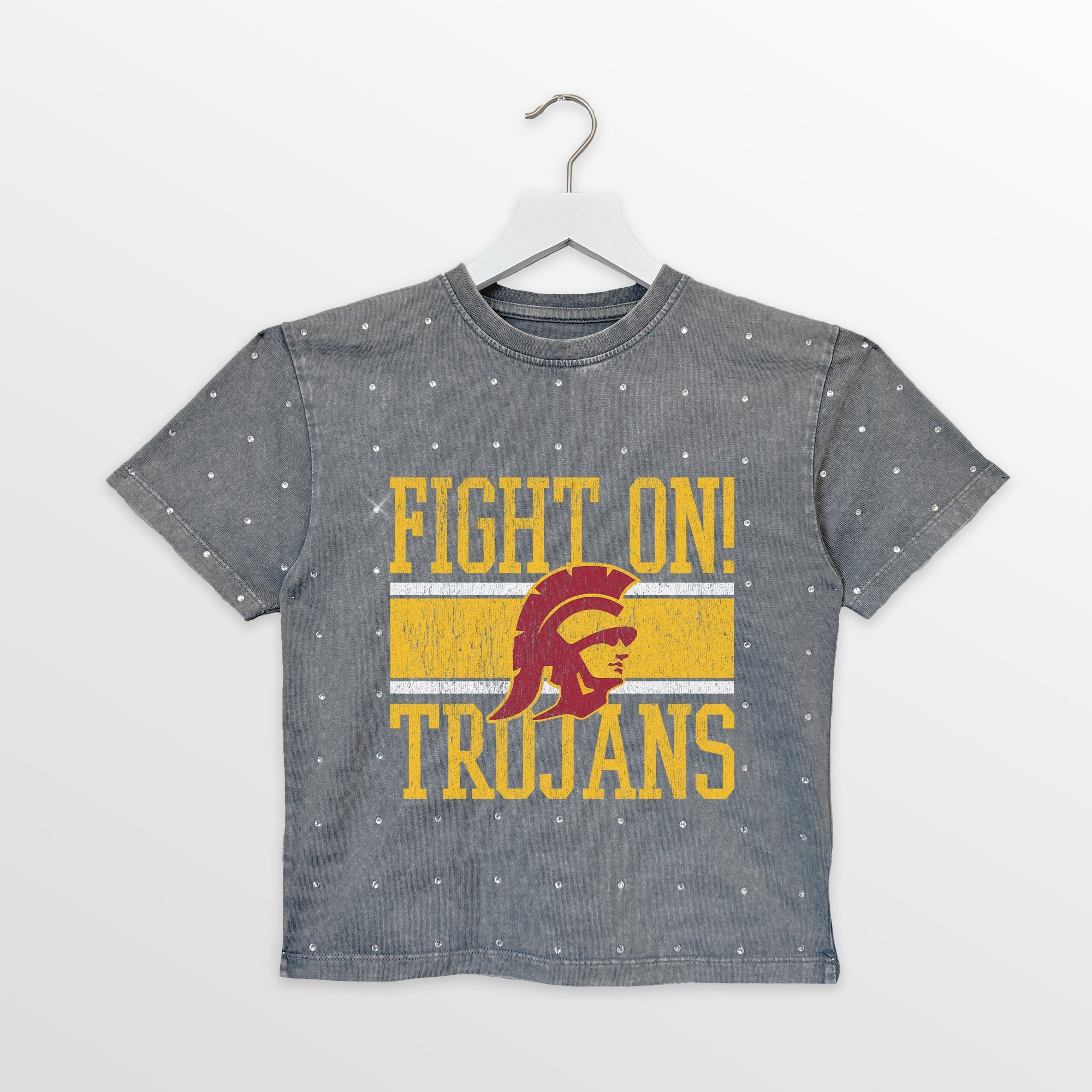 USC TROJANS ON THE BALL KIDS MINI RHINESTONE OVERSIZED TEE