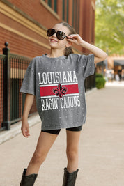 LOUISIANA RAGIN' CAJUNS ON THE BALL KIDS MINI RHINESTONE OVERSIZED TEE