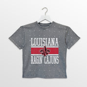 LOUISIANA RAGIN' CAJUNS ON THE BALL KIDS MINI RHINESTONE OVERSIZED TEE