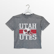 UTAH UTES ON THE BALL KIDS MINI RHINESTONE OVERSIZED TEE