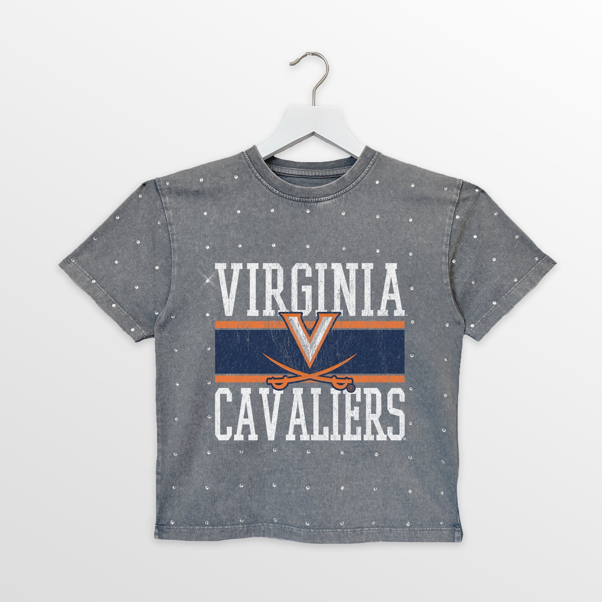 VIRGINIA CAVALIERS ON THE BALL KIDS MINI RHINESTONE OVERSIZED TEE