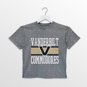 VANDERBILT COMMODORES ON THE BALL KIDS MINI RHINESTONE OVERSIZED TEE