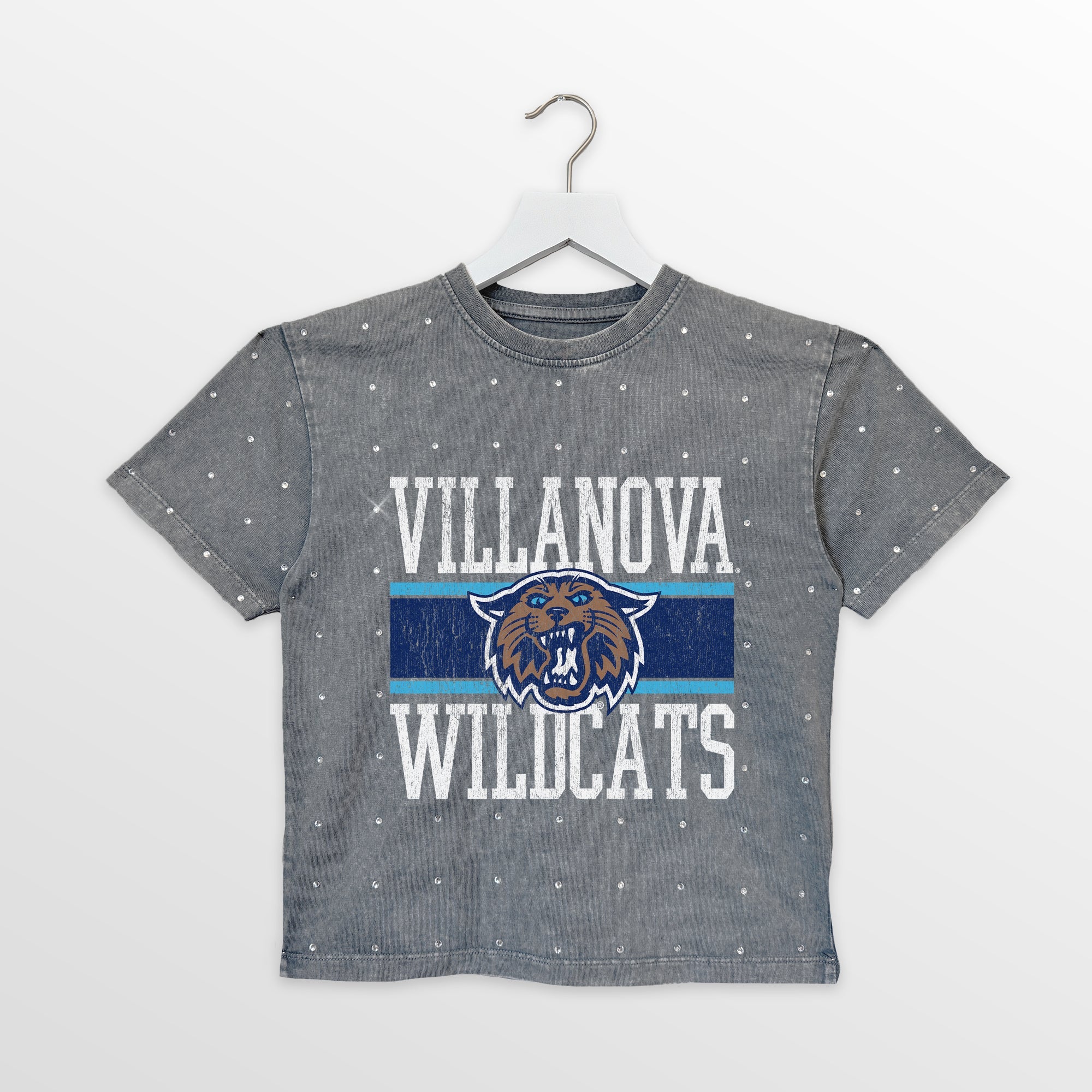 VILLANOVA WILDCATS ON THE BALL KIDS MINI RHINESTONE OVERSIZED TEE