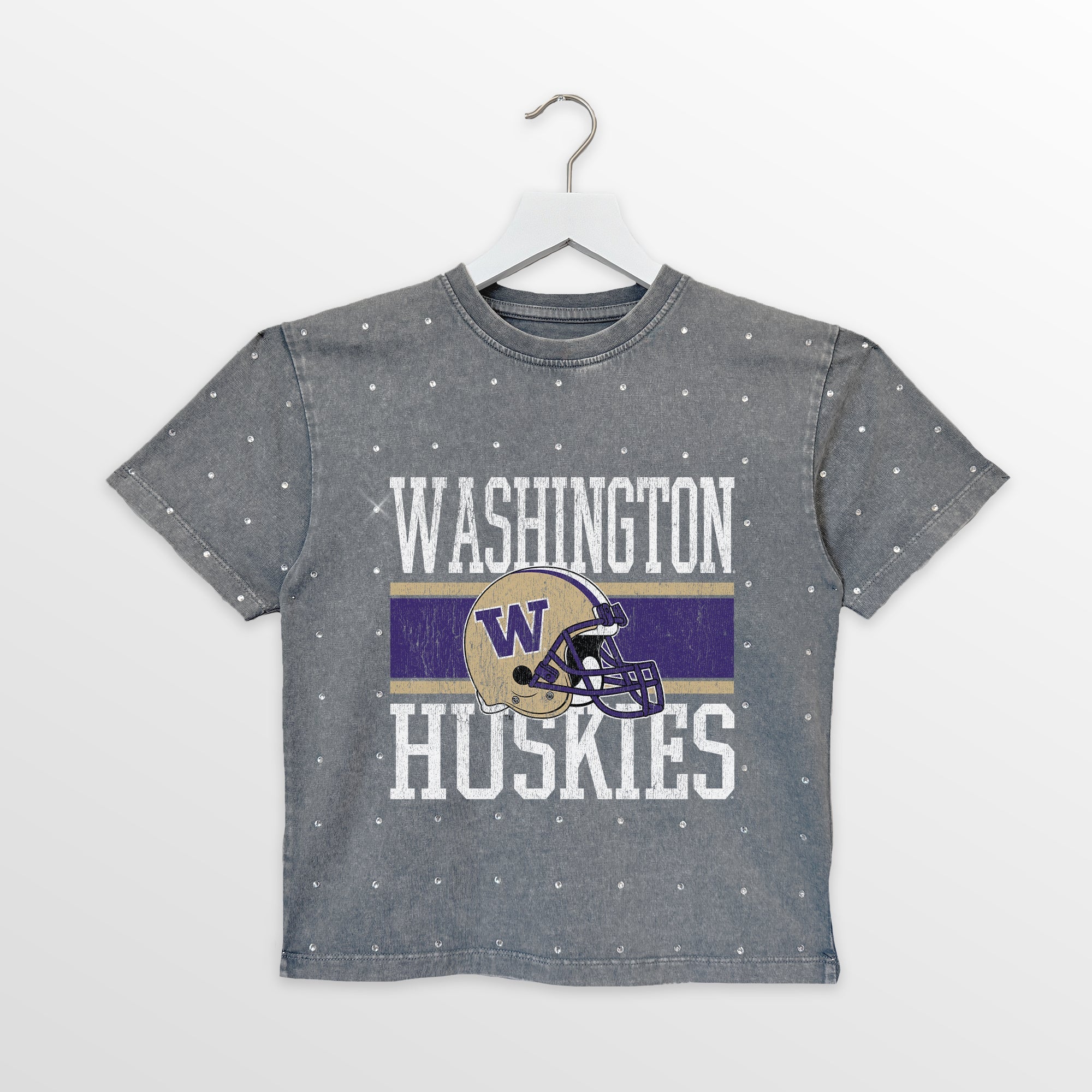 WASHINGTON HUSKIES ON THE BALL KIDS MINI RHINESTONE OVERSIZED TEE