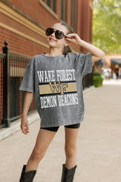 WAKE FOREST DEMON DEACONS ON THE BALL KIDS MINI RHINESTONE OVERSIZED TEE