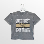 WAKE FOREST DEMON DEACONS ON THE BALL KIDS MINI RHINESTONE OVERSIZED TEE