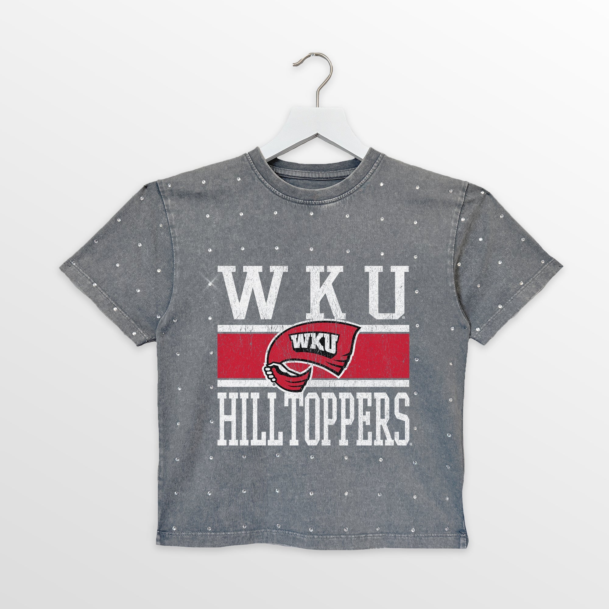 WESTERN KENTUCKY HILLTOPPERS ON THE BALL KIDS MINI RHINESTONE OVERSIZED TEE