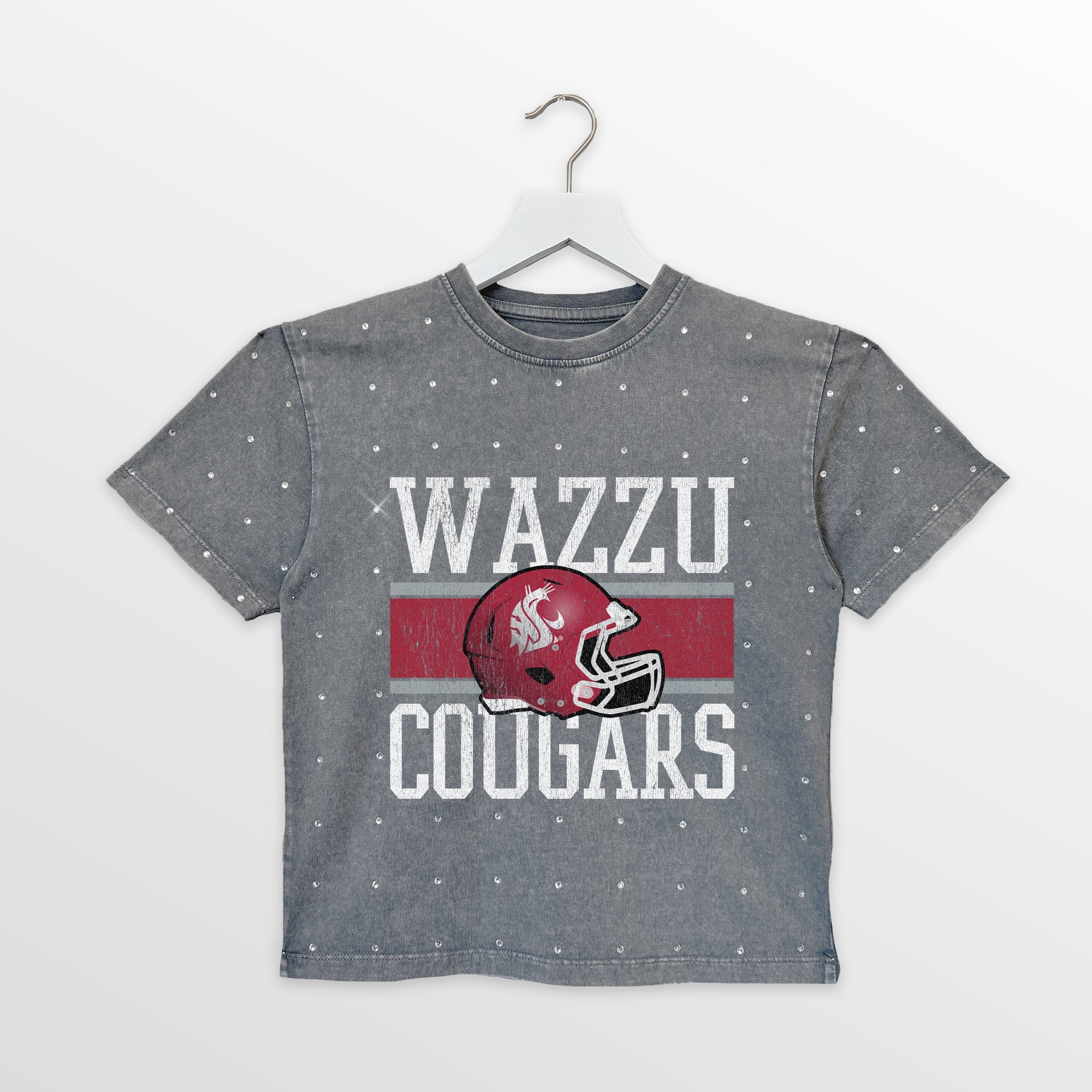 WASHINGTON STATE COUGARS ON THE BALL KIDS MINI RHINESTONE OVERSIZED TEE