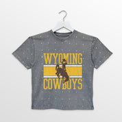 WYOMING COWBOYS ON THE BALL KIDS MINI RHINESTONE OVERSIZED TEE