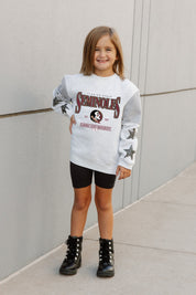 FLORIDA STATE SEMINOLES DYNAMIC KIDS CREWNECK FLEECE WITH JERSEY MESH CONTRAST SHOULDER SWEATSHIRT